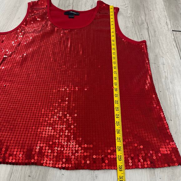 Denim 24/7 Red Sequin Sparkle Sleeveless Holiday Christmas Party Plus Shirt 4X - Picture 9 of 9